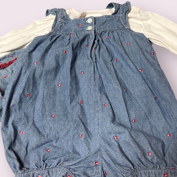 Vintage Baby Bonnie Jean Denim Floral Print Outfit With Hat Size 12-18 Months - Picture 7 of 10